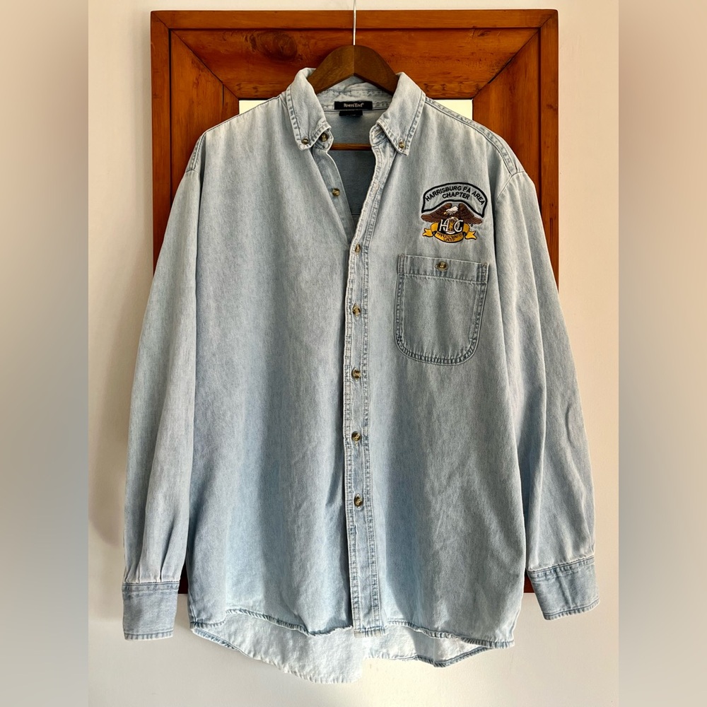 1990s Vintage Harley Owners Group Denim Button Down